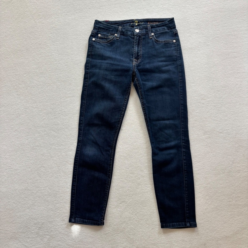 7 For All‎ Mankind Kimmie Crop Jeans Women 27 Dark Wash Excellent Slim Fit Denim
